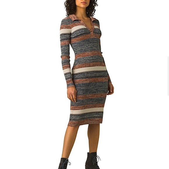 Prana Dresses & Skirts - PRANA Acadia Striped Knit Long Sleeve Midi Dress